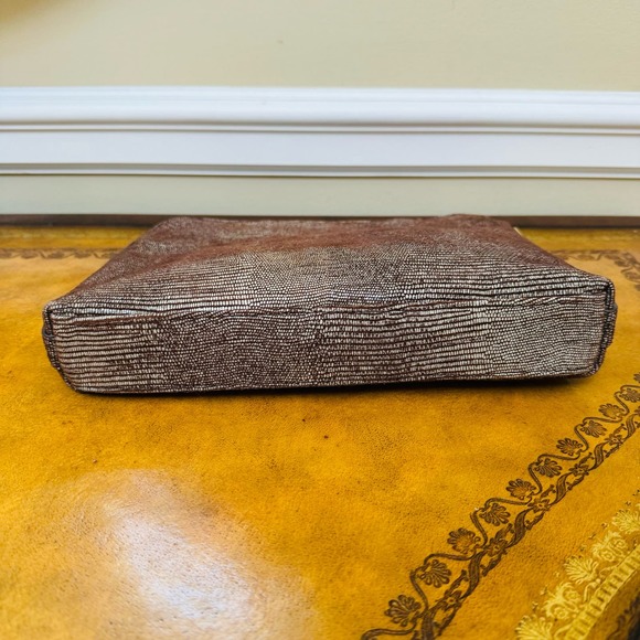 India Hicks Insider Stingray Gecko Brown Leather Clutch with Dustbag NEW - Picture 6 of 14